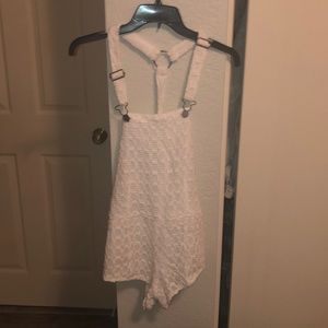 White overalls shorts beachy